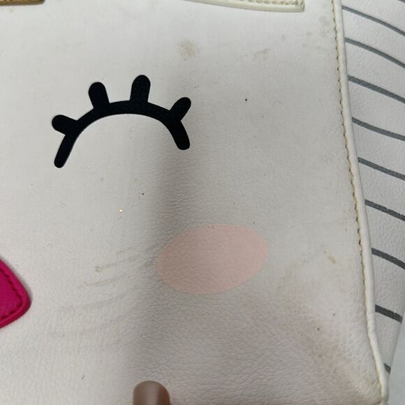 Betsy Johnson Unicorn 2-Way Satchel White/Silver Metallic Shoulder Bag. - Picture 13 of 14